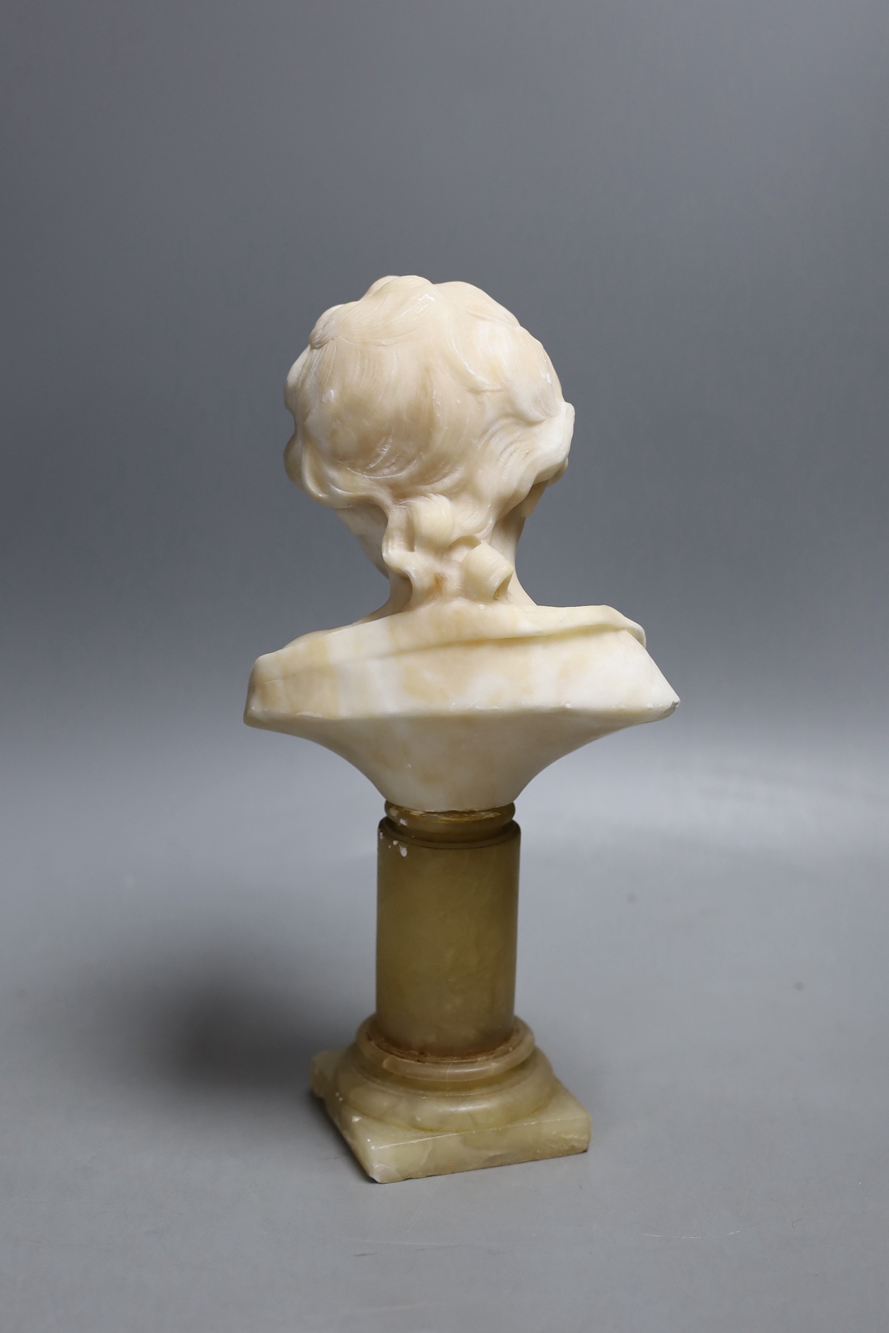 A late 19th / early 20th century French alabaster bust, 26cm